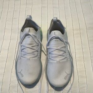 Puma women’s White and lt green Athletic Shoes